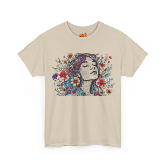 Colored Line Art Graphic Face Drawing Tee Shirt *Multiple Colors*