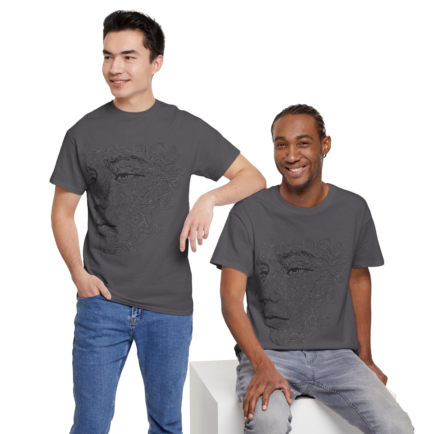 Human Face Silhouette Line Drawing Graphic Art Tee Shirt *Multiple Colors*