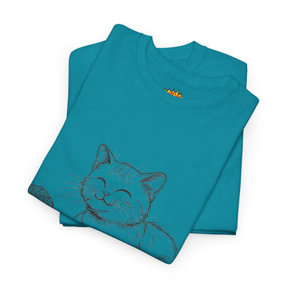 Cat w/Yarn Ball Line Drawing Tee Shirt