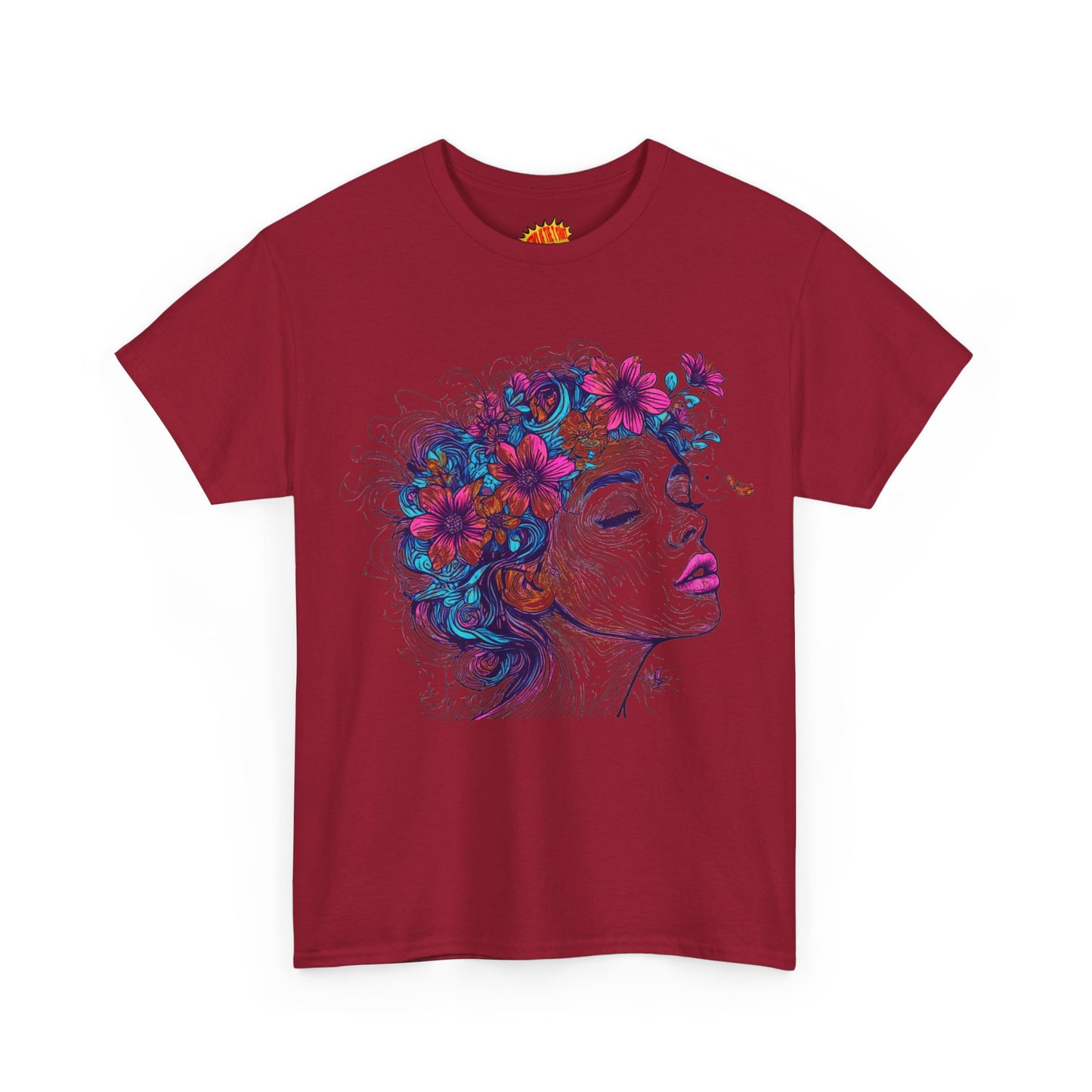 Multicolor Line Drawing Human Flower Graphic Art Tee Shirt *Multiple Colors*