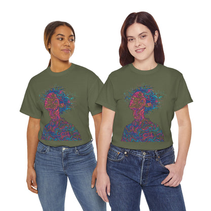 Line Drawing Multicolor Human Graphic Art Tee Shirt