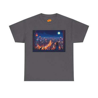 Anime City Night Scene w/Girl & Cats T-Shirt