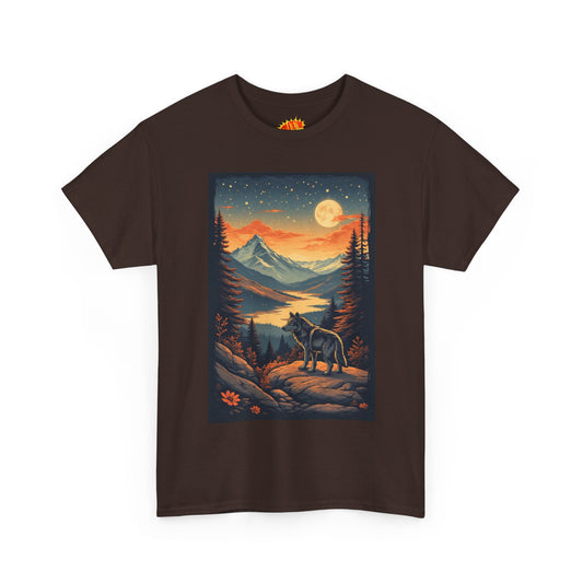 Vintage Mountain Wolf Scene T-Shirt *Multiple Colors*