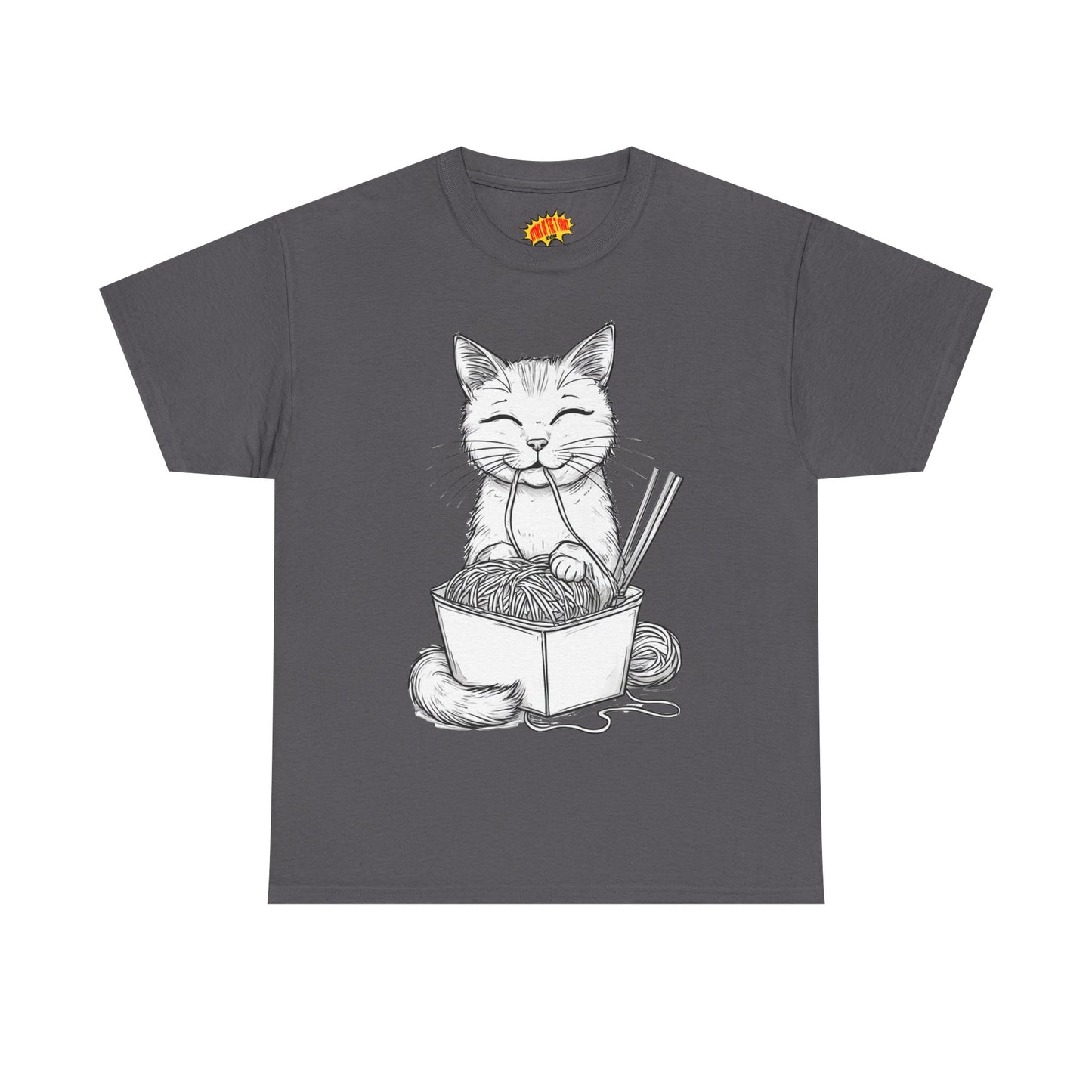 Cat w/Noodles Drawing Art Tee Shirt *Multiple Colors*