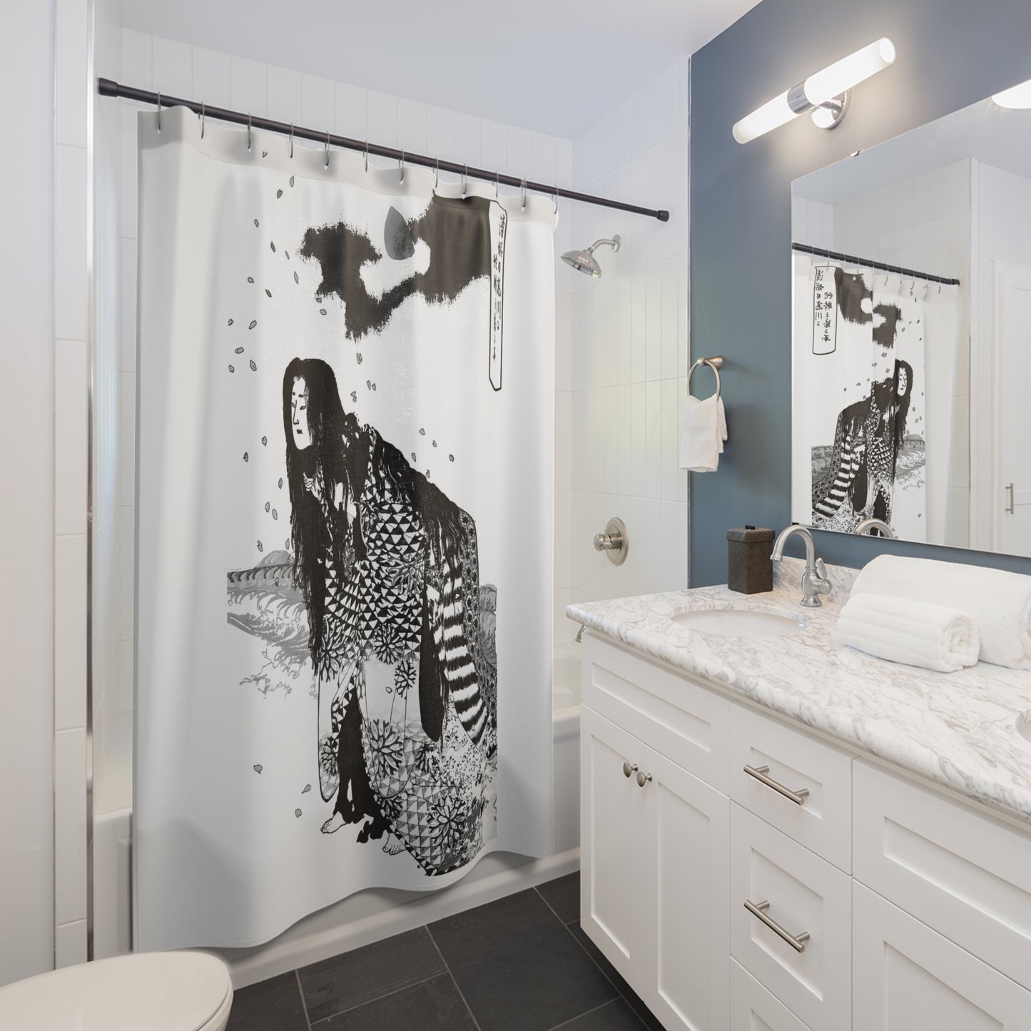 Kiyohime Changing Into a Serpent Japanese Shower Curtain