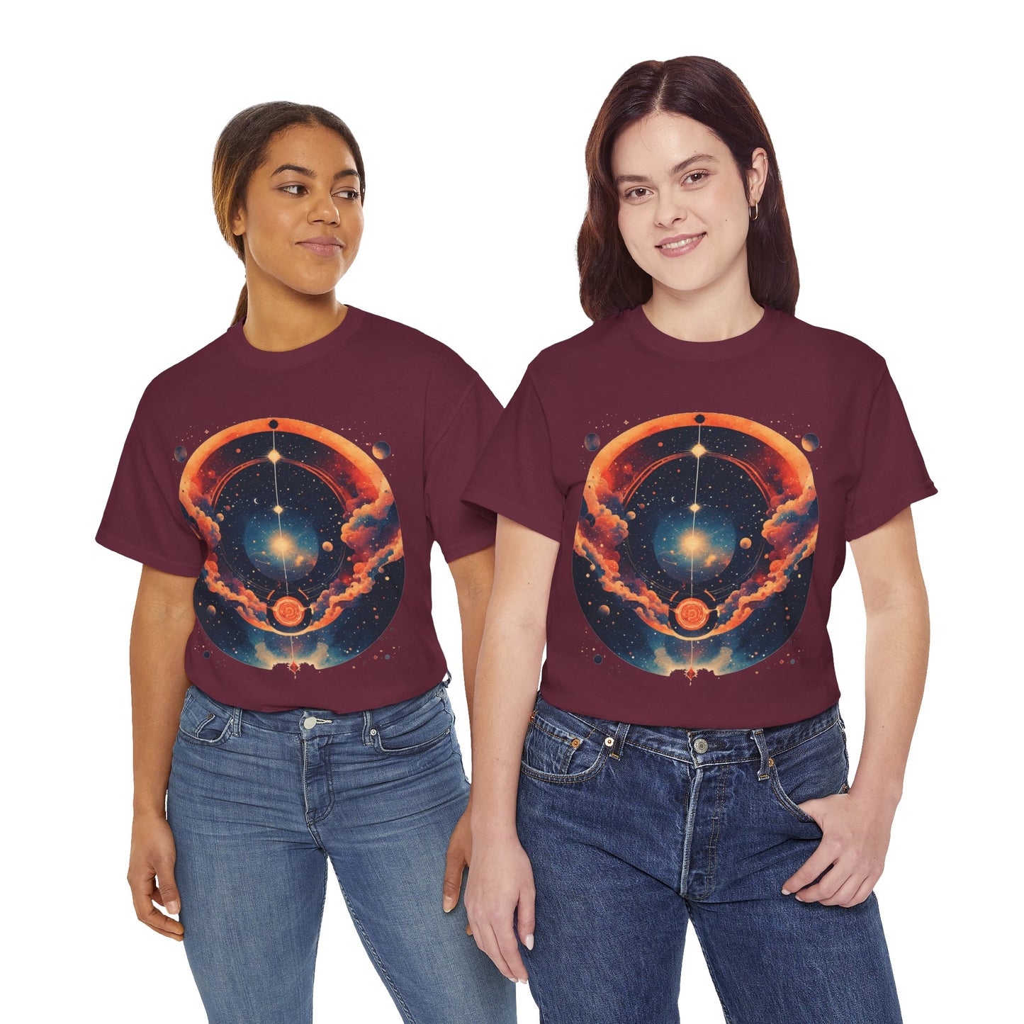 Round Galaxy Graphic Tee Shirt *Multiple Colors*