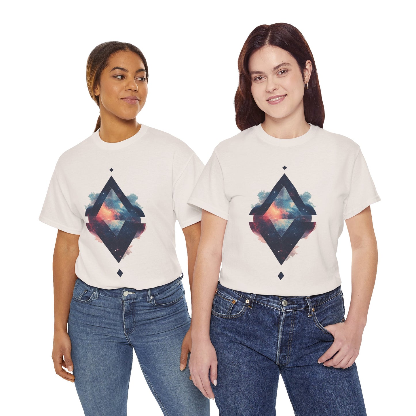 Split Diamond Shape Nebula Graphic Space Art Tee Shirt *Multiple Colors*