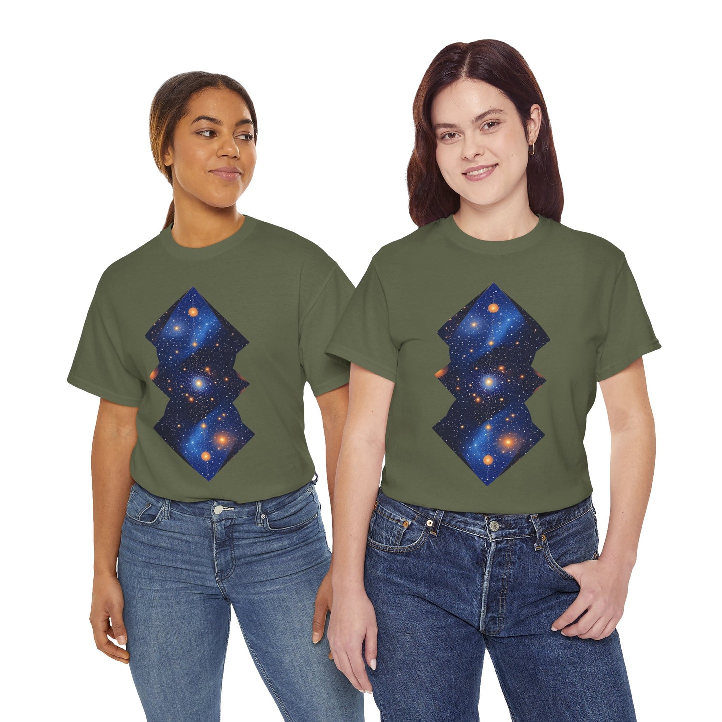 Geometric Shaped Galaxy Graphic Space Art Tee Shirt *Multiple Colors*