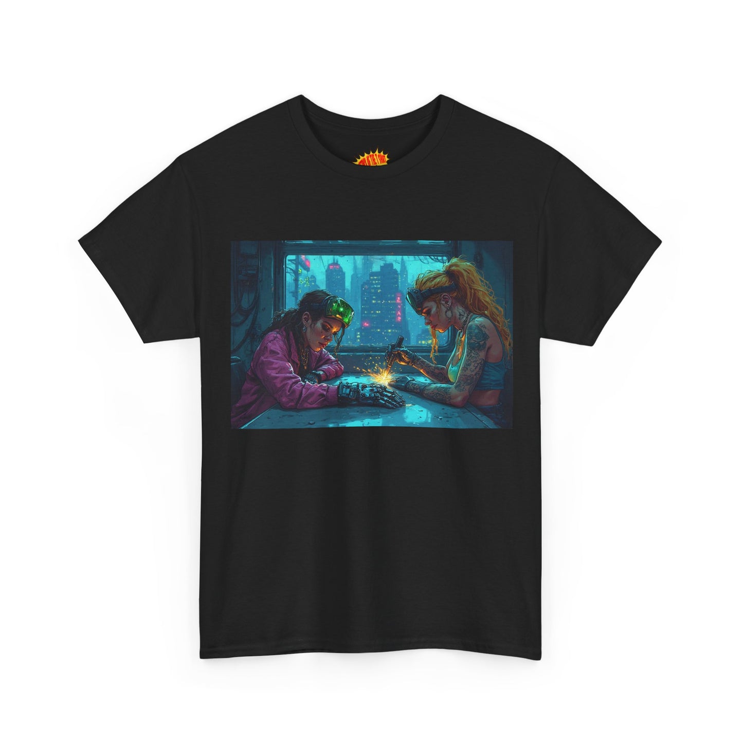 Cyberpunk Ladies Welding Scene T-Shirt *Multiple Colors*