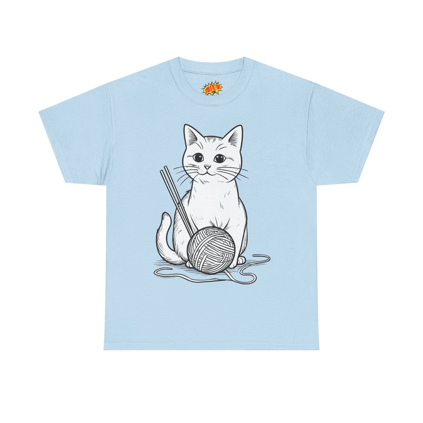 White Cat w/Yarn Ball Art Tee Shirt *Multiple Colors*