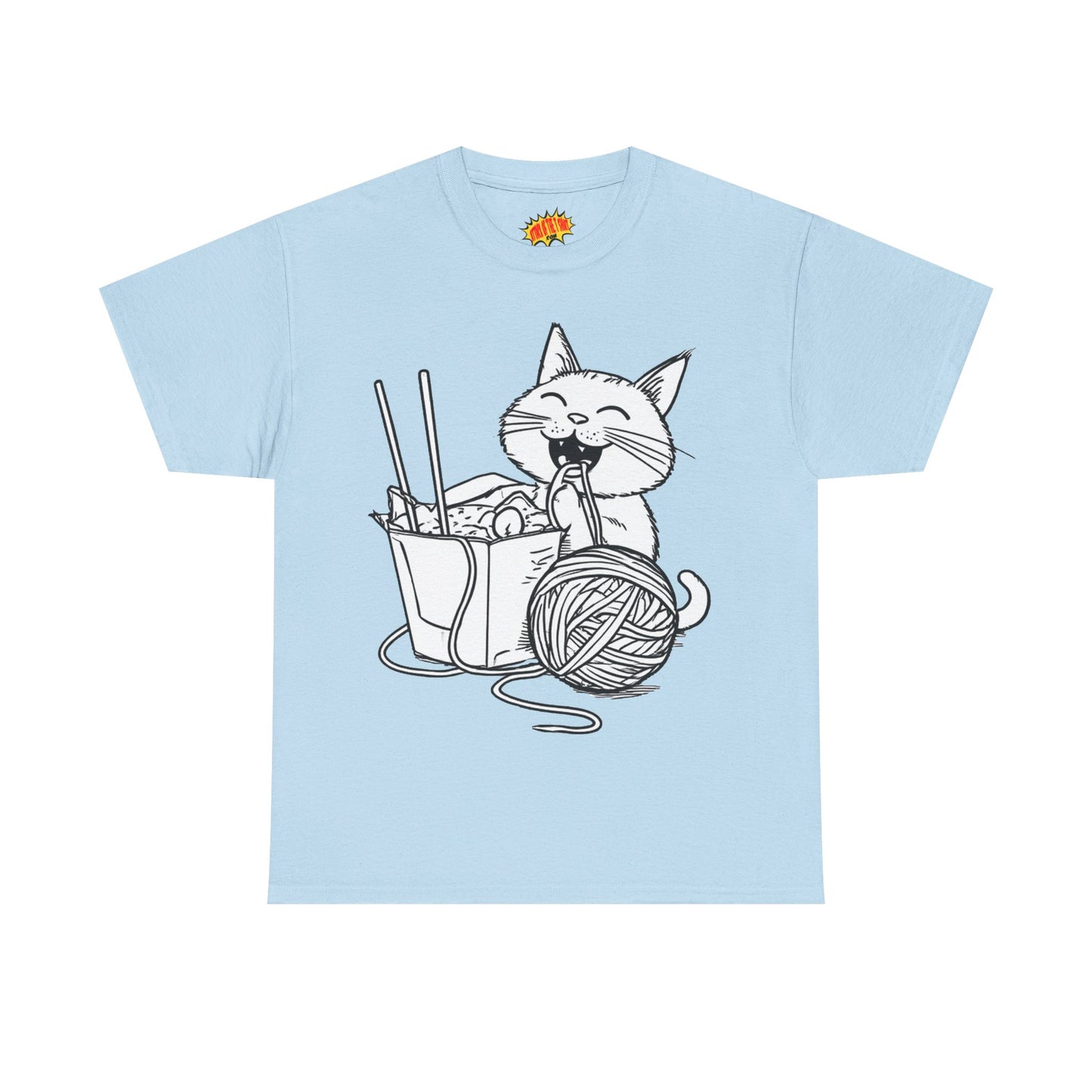 Happy Cat w/Noodles + Yarn Art Tee Shirt *Multiple Colors*