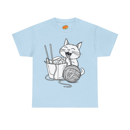 Happy Cat w/Noodles + Yarn Art Tee Shirt