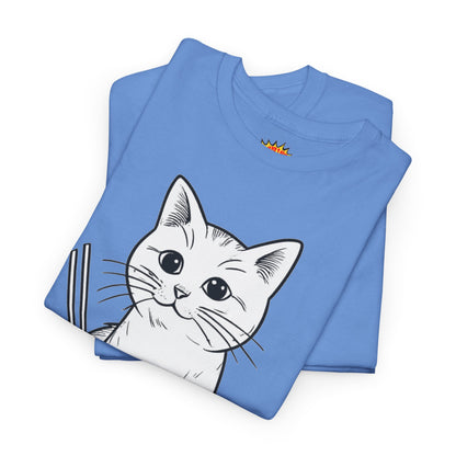 White Cat w/Yarn Ball Art Tee Shirt