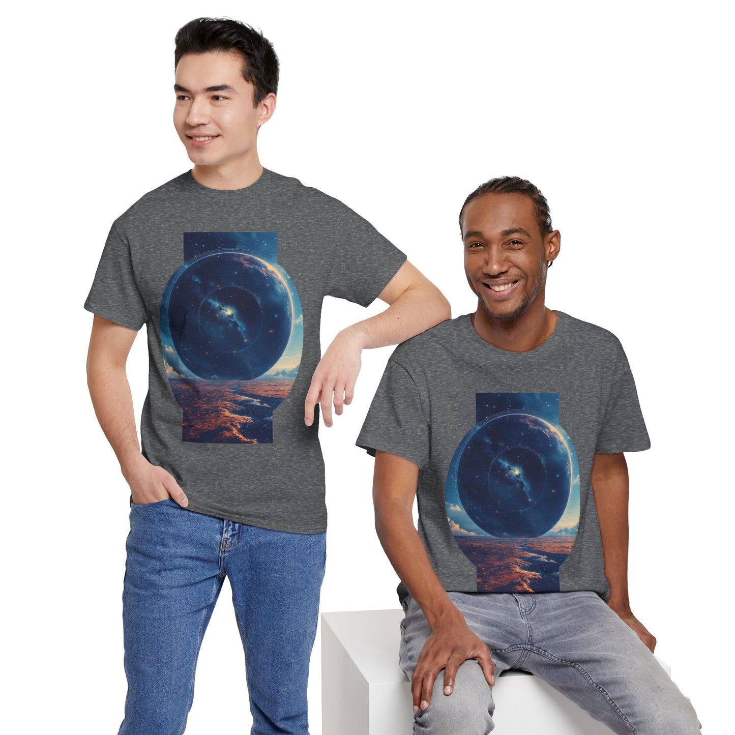 Round Galaxy Space Graphic Art Tee Shirt *Multiple Colors*