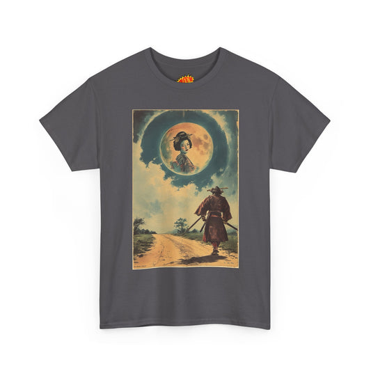 Vintage Style Samurai w/Geisha Moon T-Shirt *Multiple Colors*