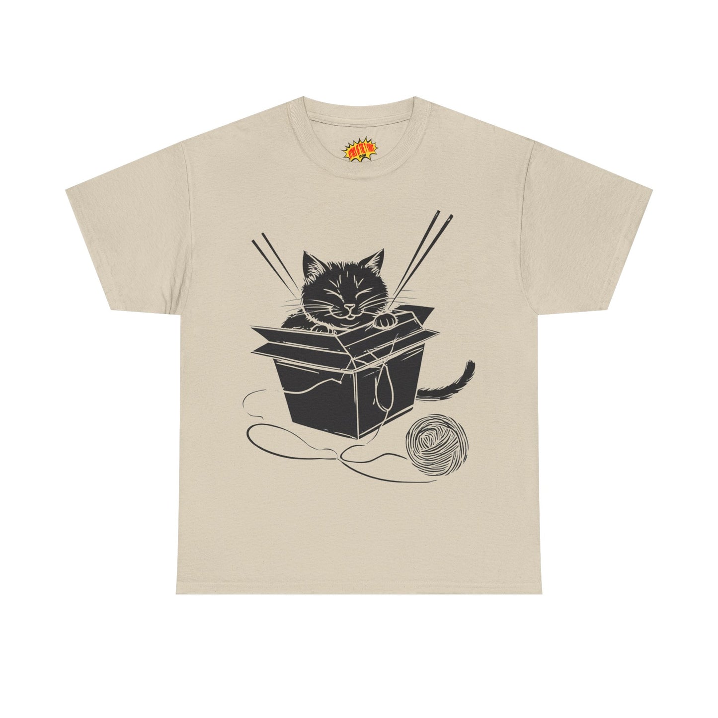 Black Cat w/Box + Yarn Ball Art Drawing Tee Shirt *Multiple Colors*