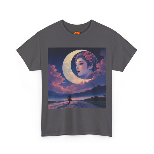 Vintage Style Geisha Woman w/Sliver Moon T-Shirt *Multiple Colors*