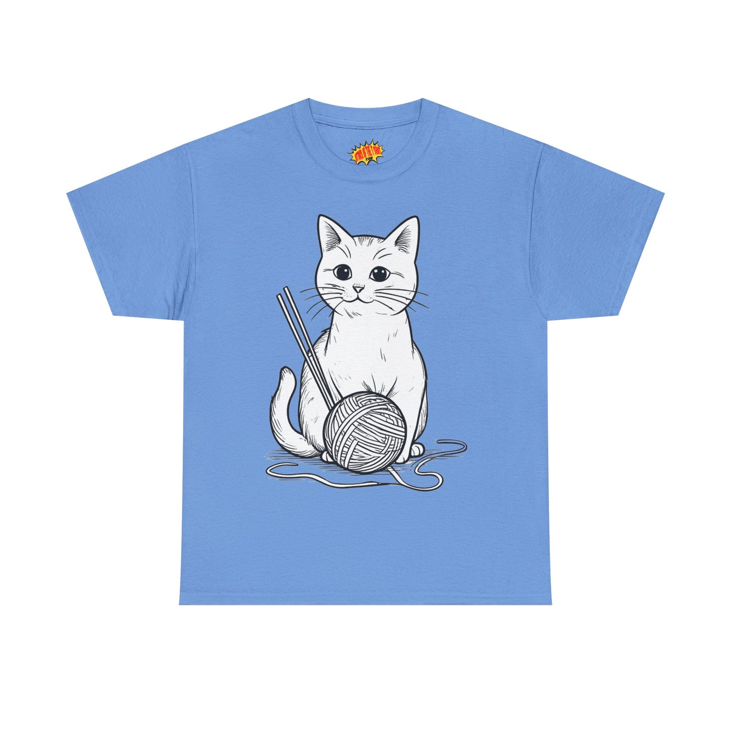 White Cat w/Yarn Ball Art Tee Shirt *Multiple Colors*