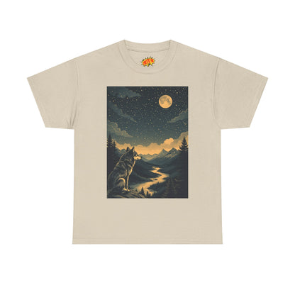 Mountain Wolf with River & Full Moon T-Shirt
