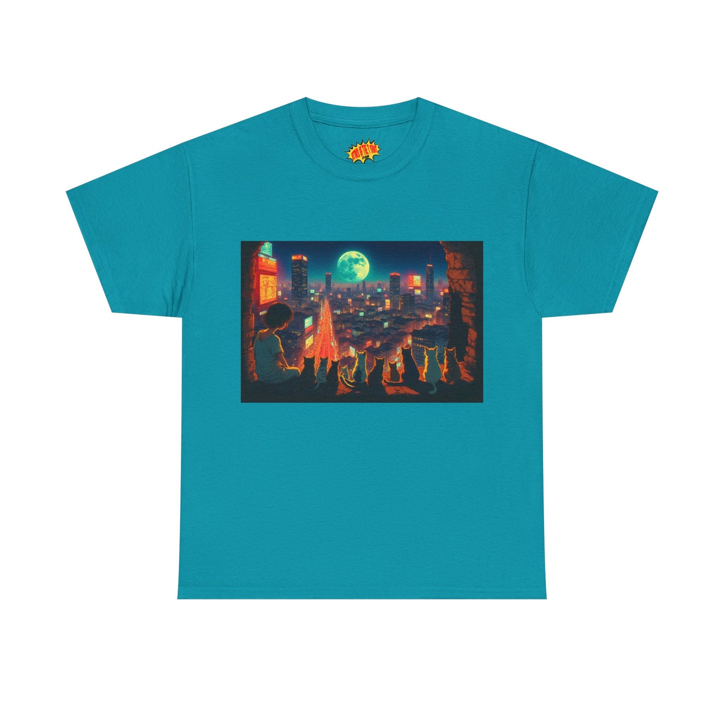 Anime Cityscape Scene w/Cats T-Shirt *Multiple Colors*