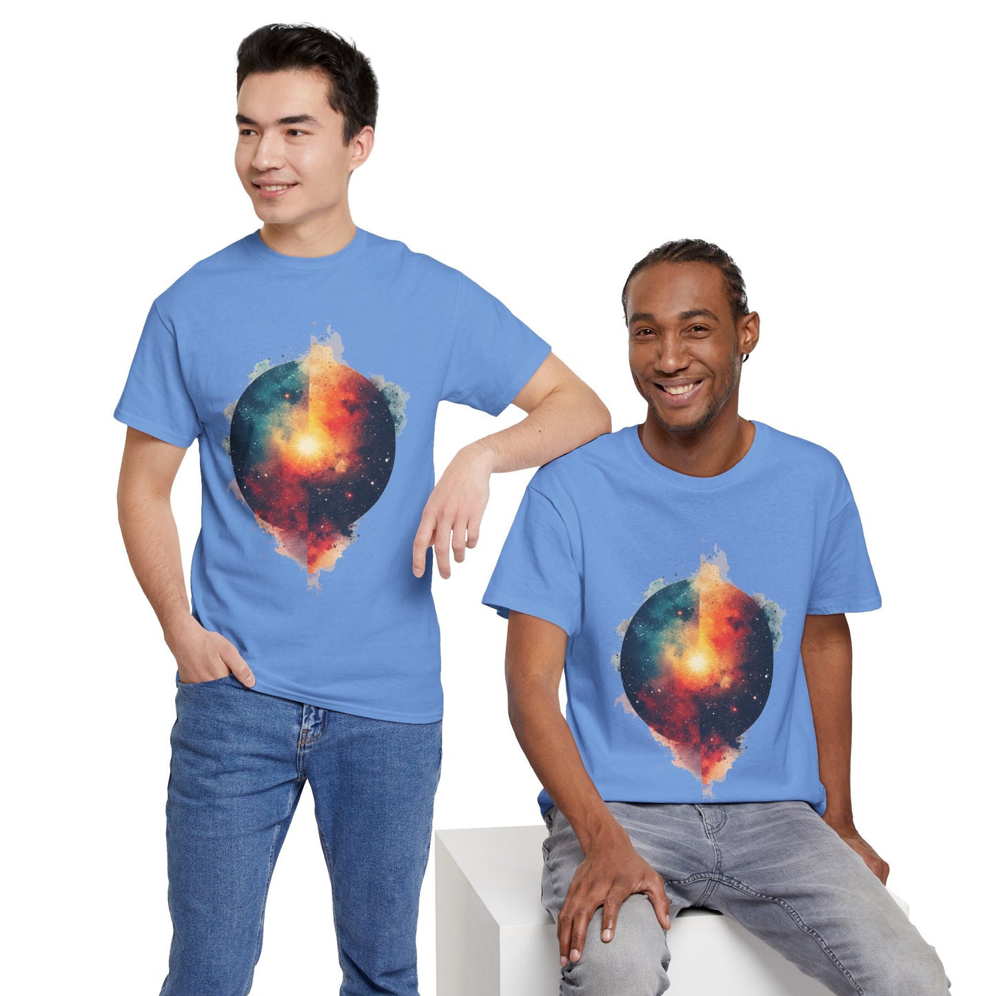 Round Galaxy w/Nebula Graphic Art Tee Shirt *Multiple Colors*