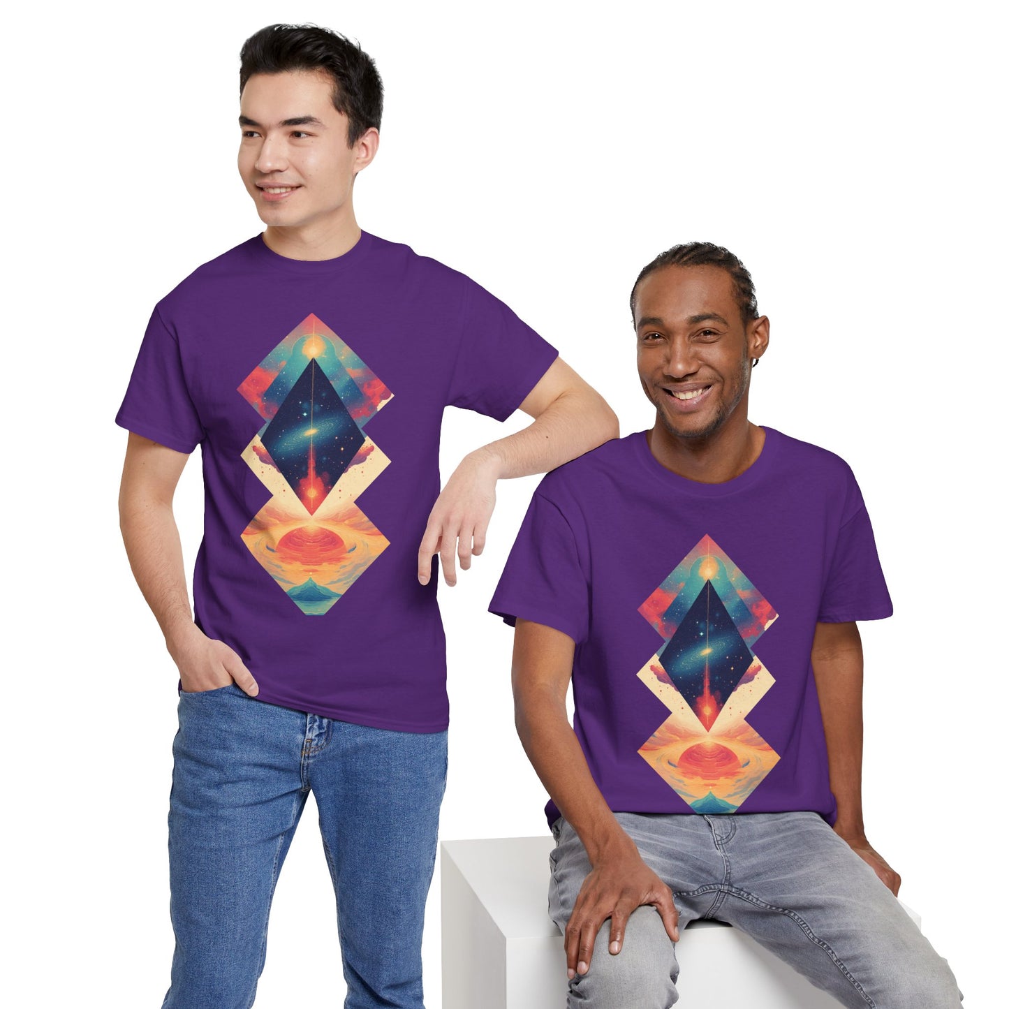 Geometric Shape Galaxy Graphic Space Art Tee Shirt *Multiple Colors*