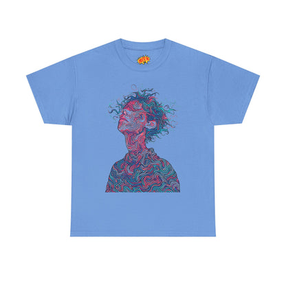 Line Drawing Multicolor Human Graphic Art Tee Shirt