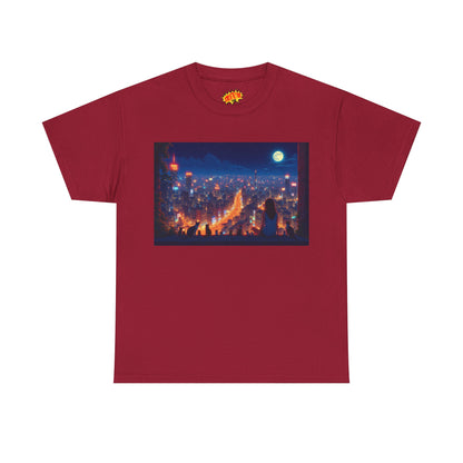 Anime City Night Scene w/Girl & Cats T-Shirt