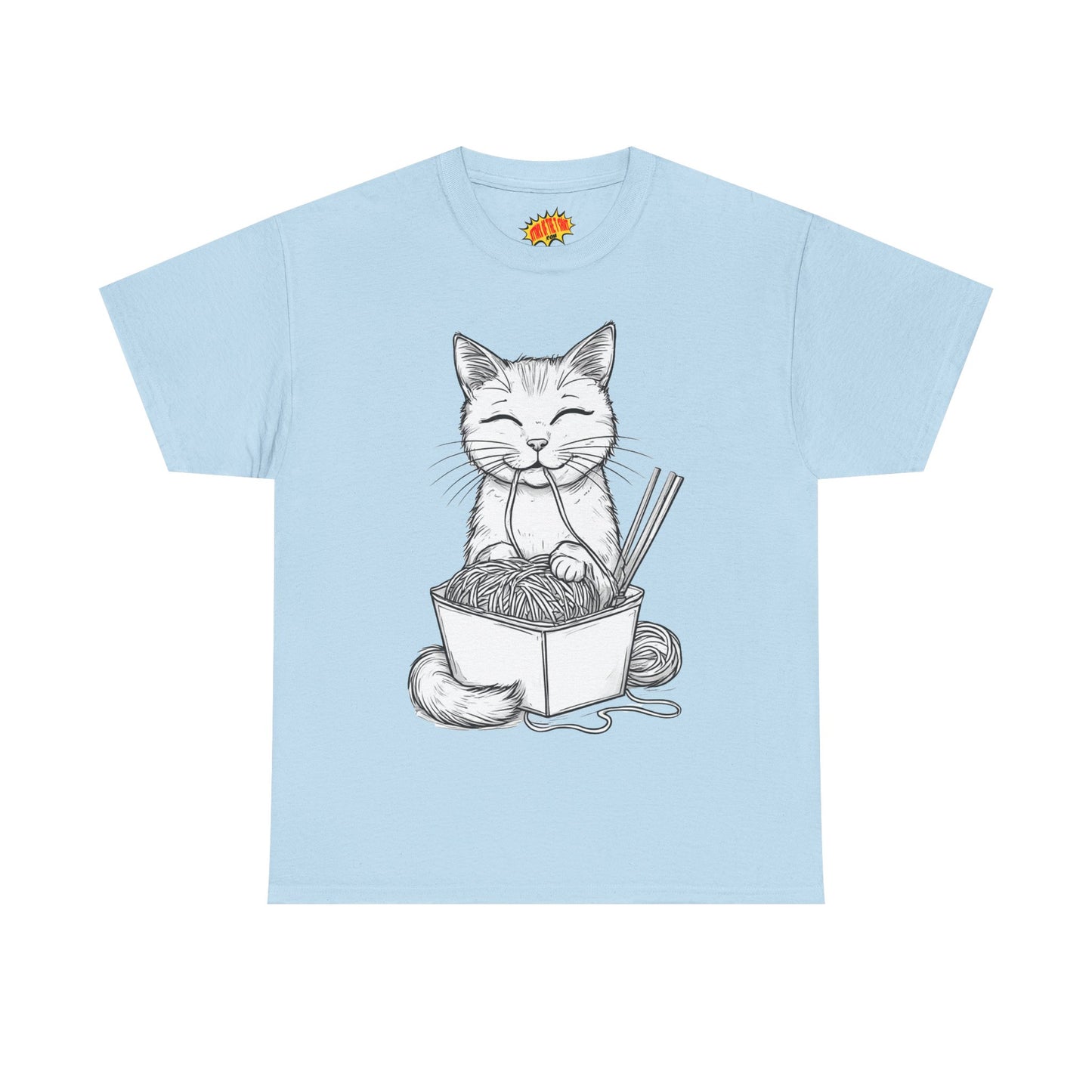 Cat w/Noodles Drawing Art Tee Shirt *Multiple Colors*