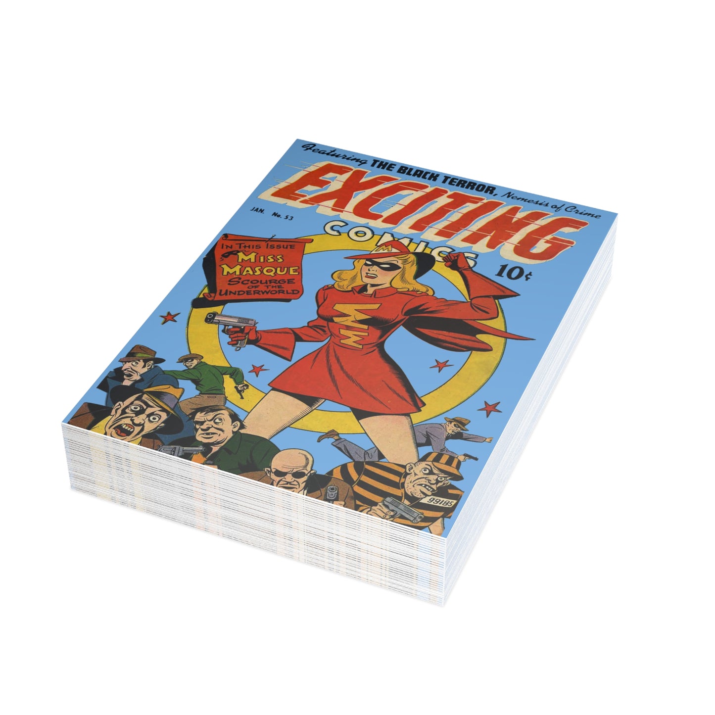 Exciting Comics #53 Feat. Miss Masque Postcards w/Envelopes