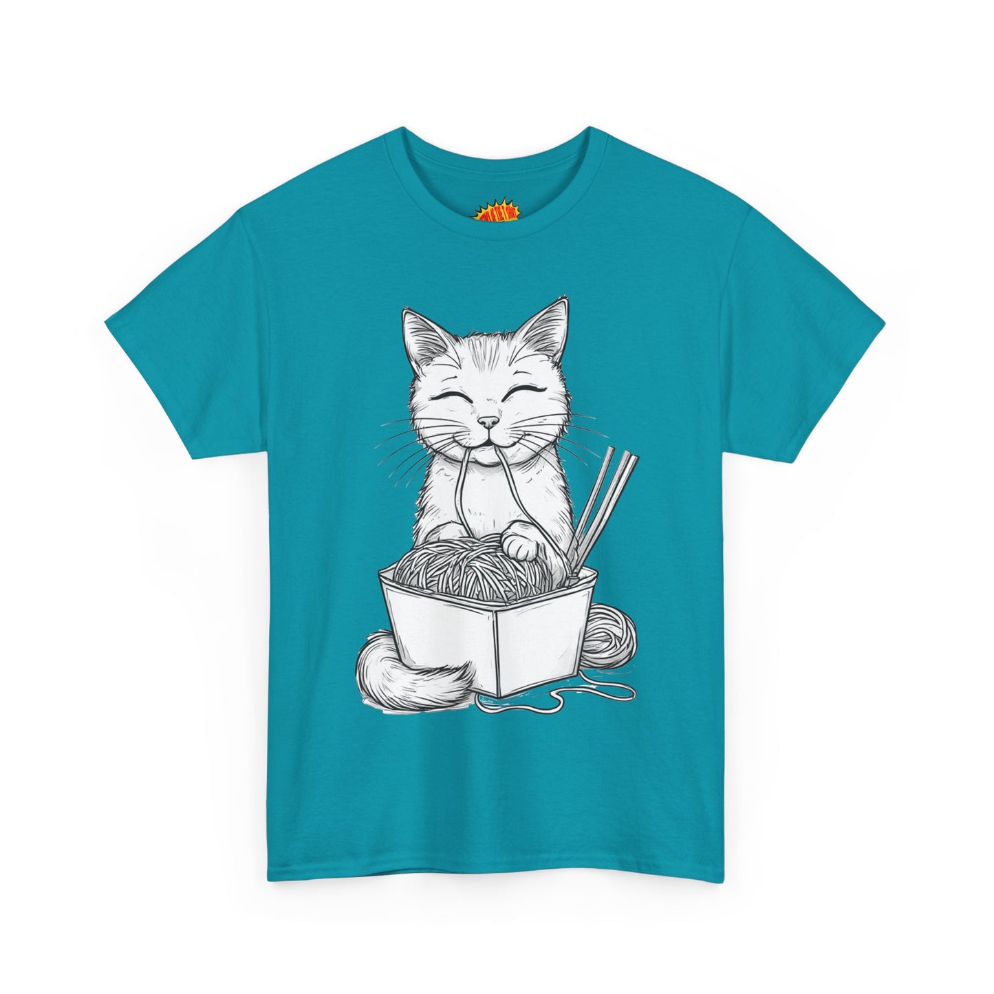 Cat w/Noodles Drawing Art Tee Shirt *Multiple Colors*