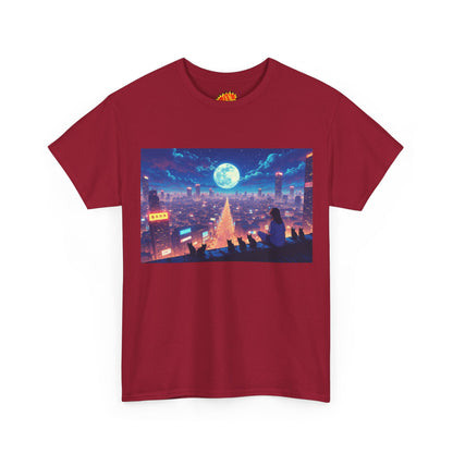 Anime Neon Night Cityscape w/Cats T-Shirt