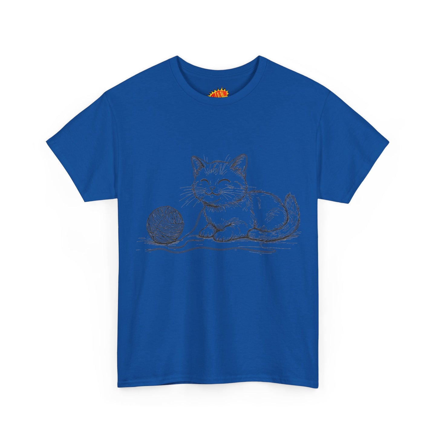 Cat w/Yarn Ball Line Drawing Tee Shirt *Multiple Colors*