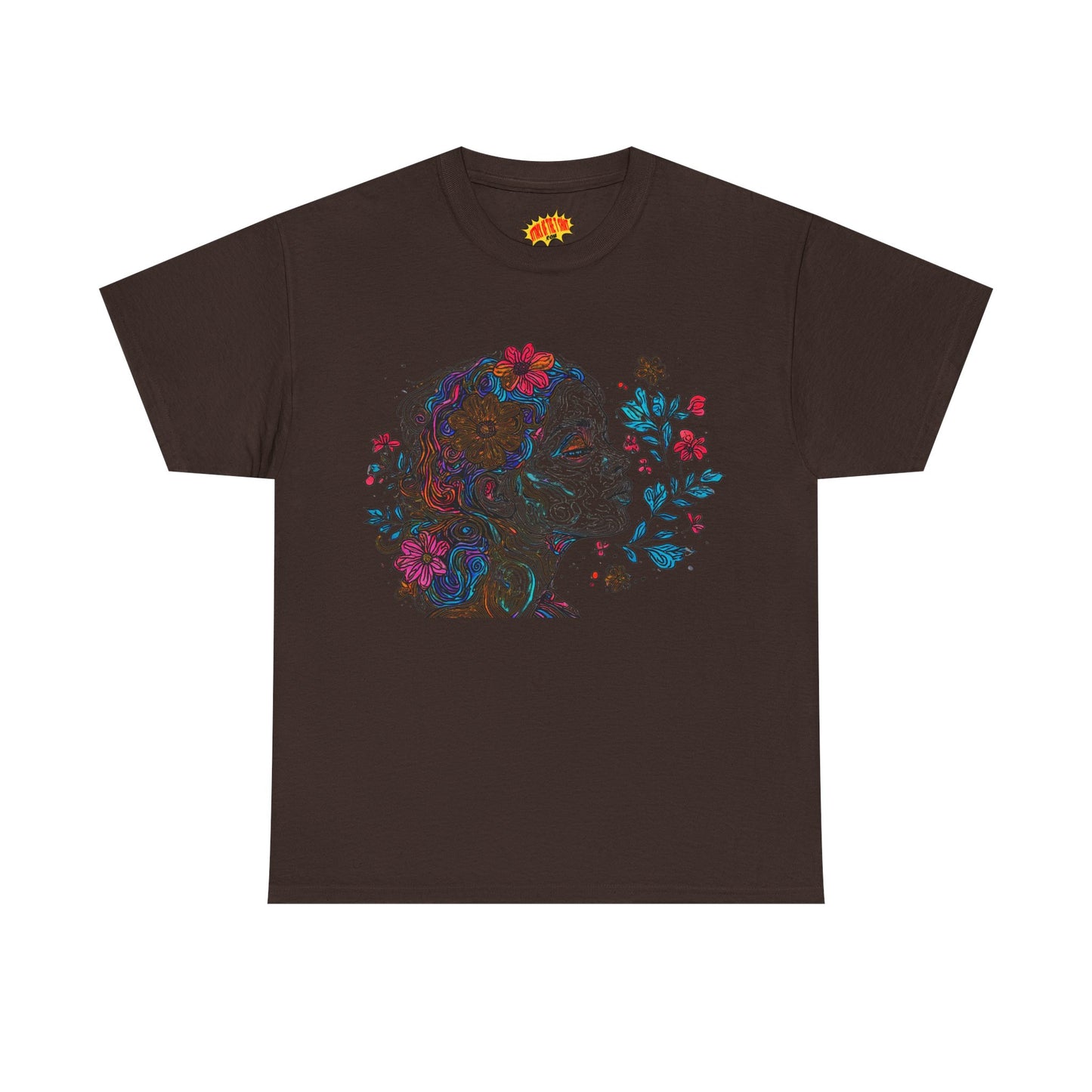 Multicolor Line Drawing Human Graphic Flower Art Tee Shirt *Multiple Colors*