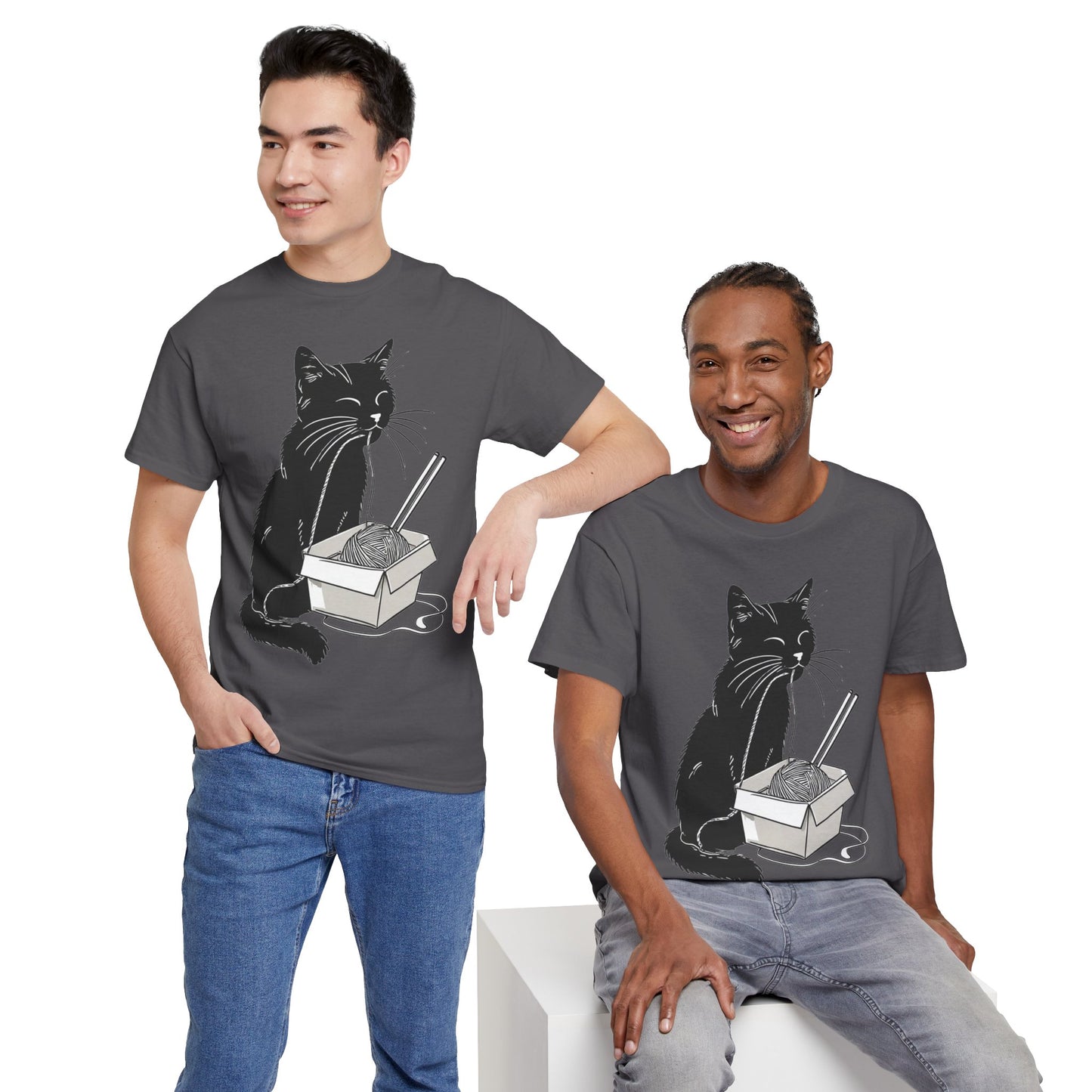 Black Cat w/Noodles Drawing Art Tee Shirt *Multiple Colors*
