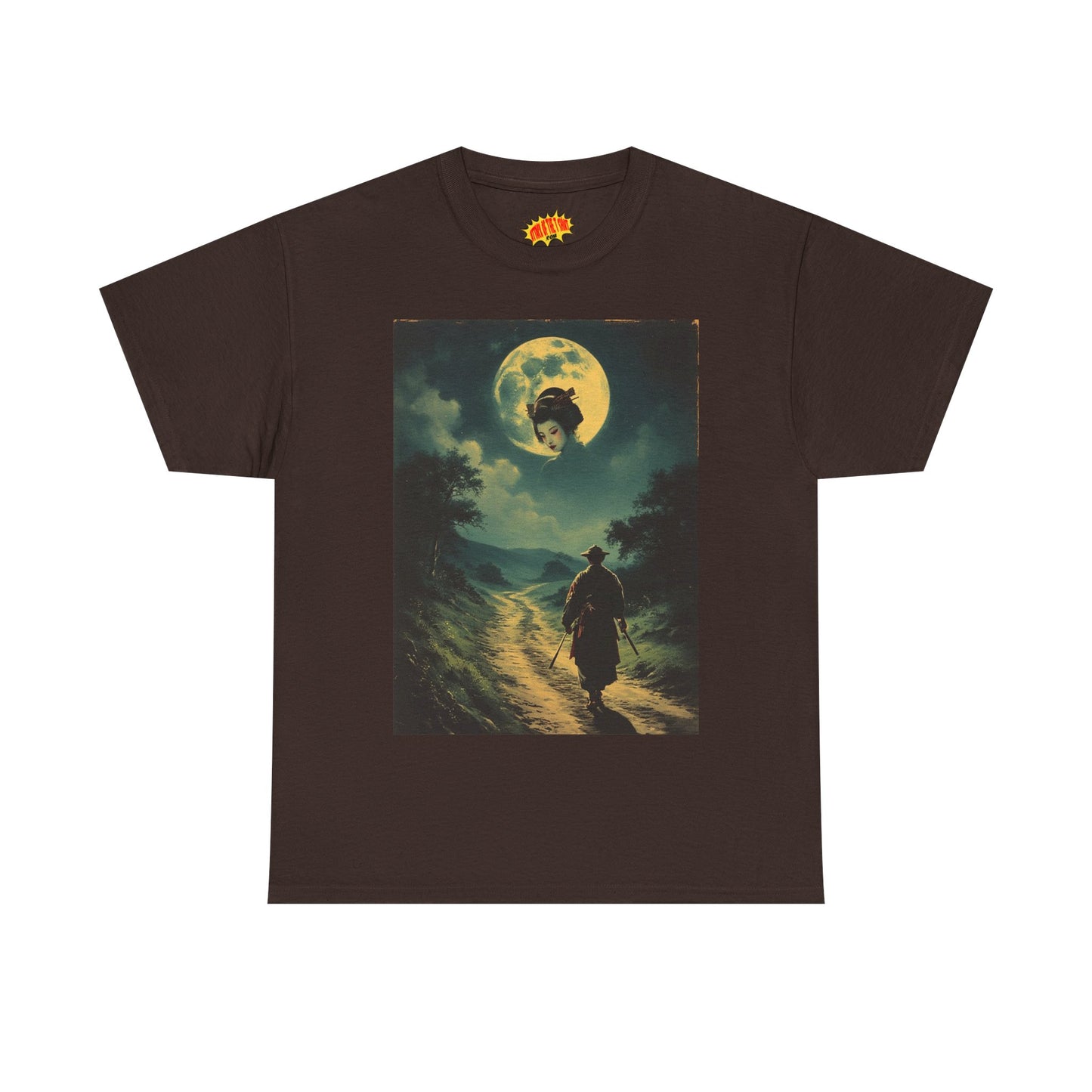 Travelling Samurai w/Moon Geisha Woman T-Shirt *Multiple Colors*
