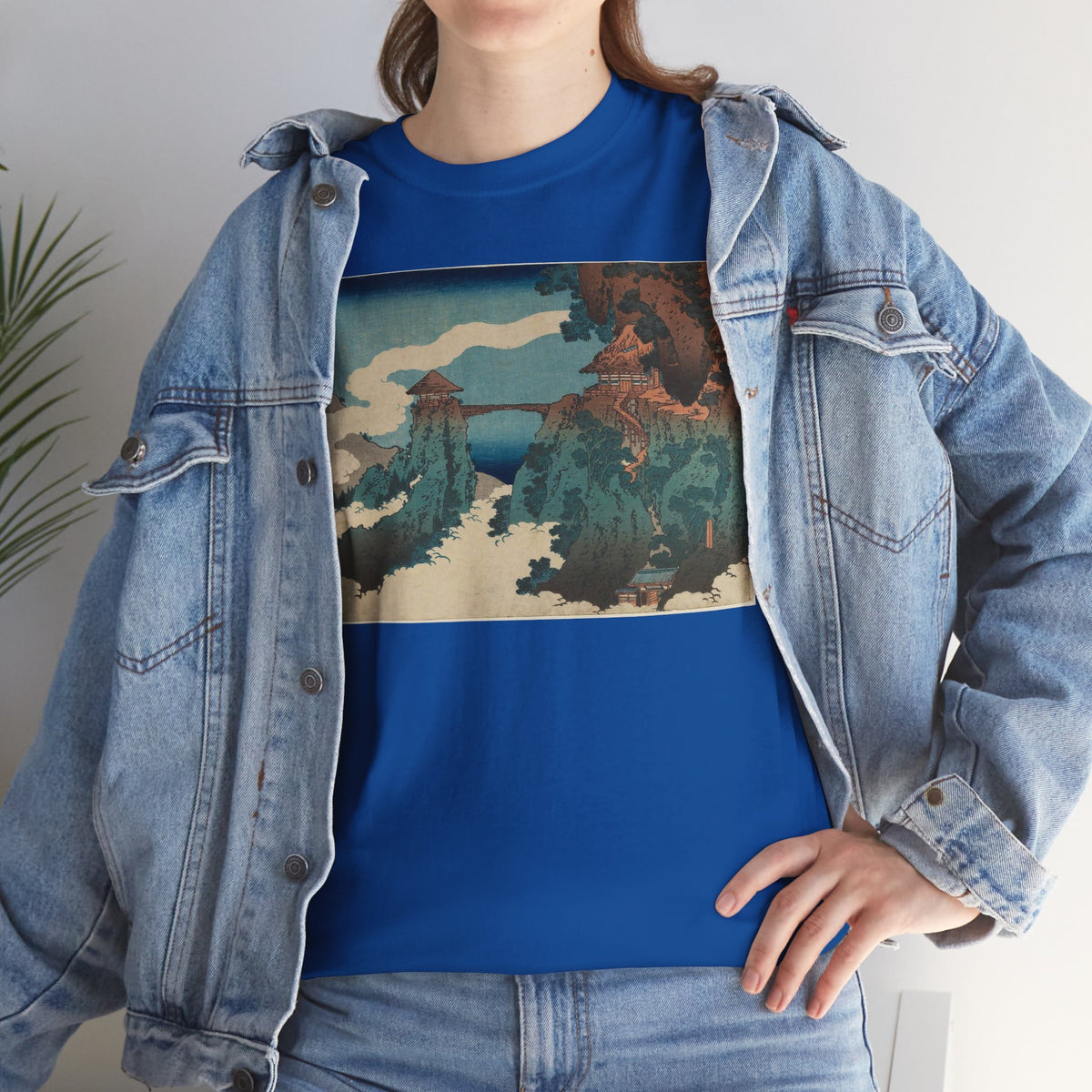 The Hanging-cloud Bridge by Katushika Hokusai - Heavy Cotton Tee *Dark Colors*