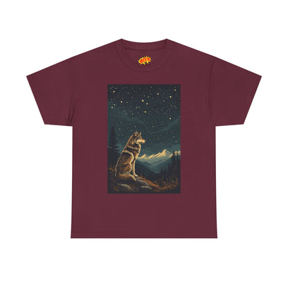 Mountain Wolf with Starry Night T-Shirt