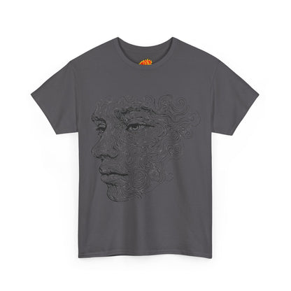 Human Face Silhouette Line Drawing Graphic Art Tee Shirt