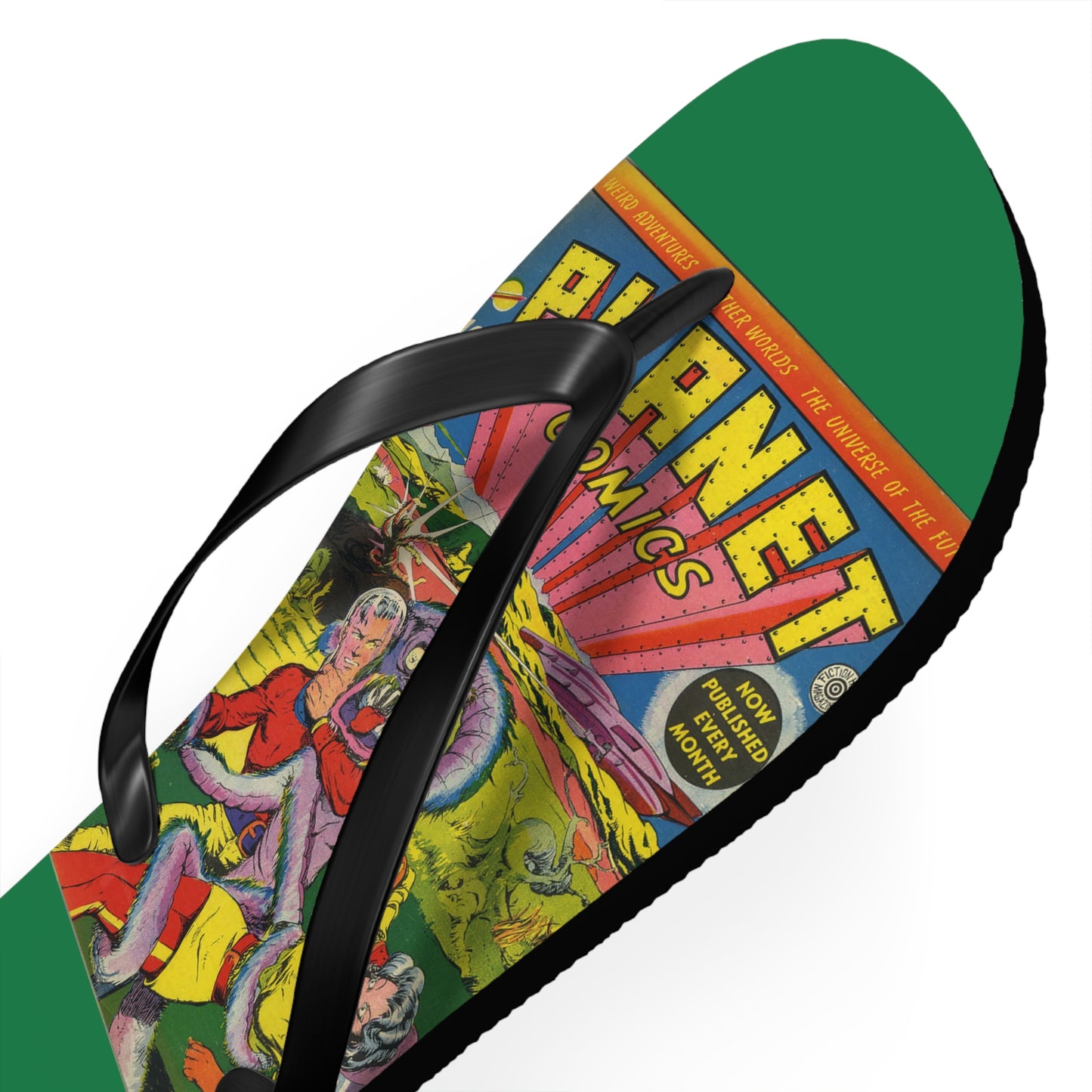 Planet Comics #2 Flip Flops Green *Multiple Sizes Available*