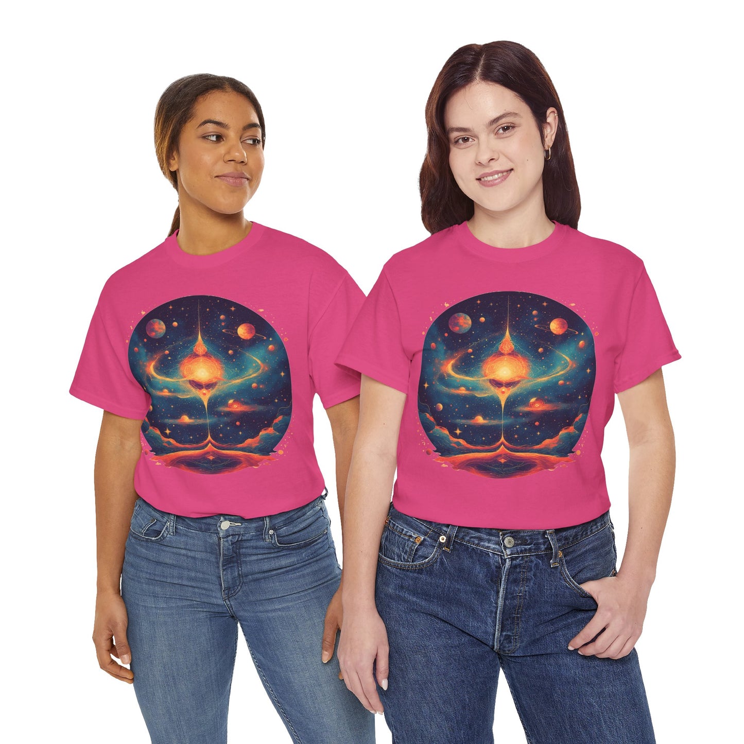 Round Galaxy w/Planets Graphic Tee Shirt *Multiple Colors*