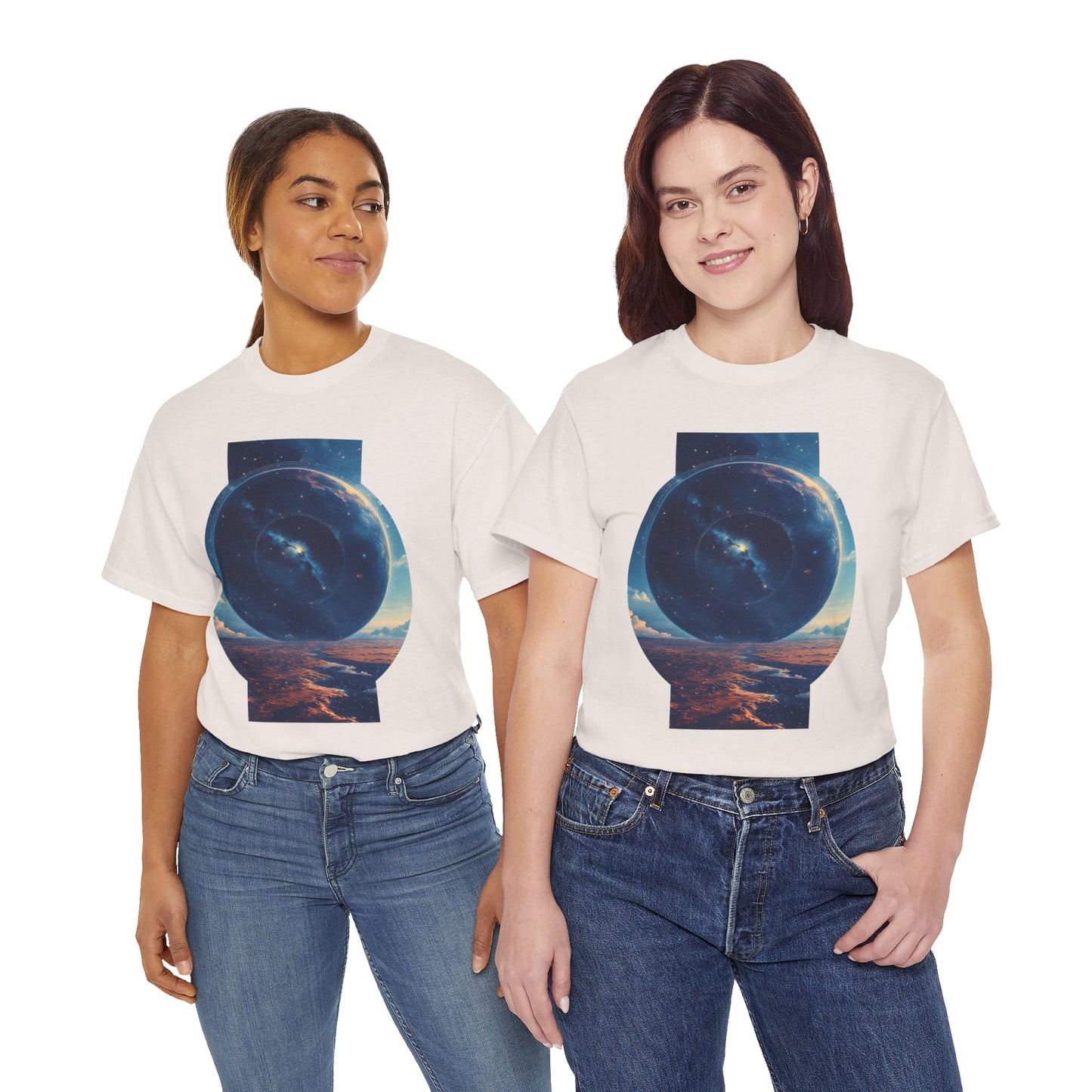 Round Galaxy Space Graphic Art Tee Shirt *Multiple Colors*