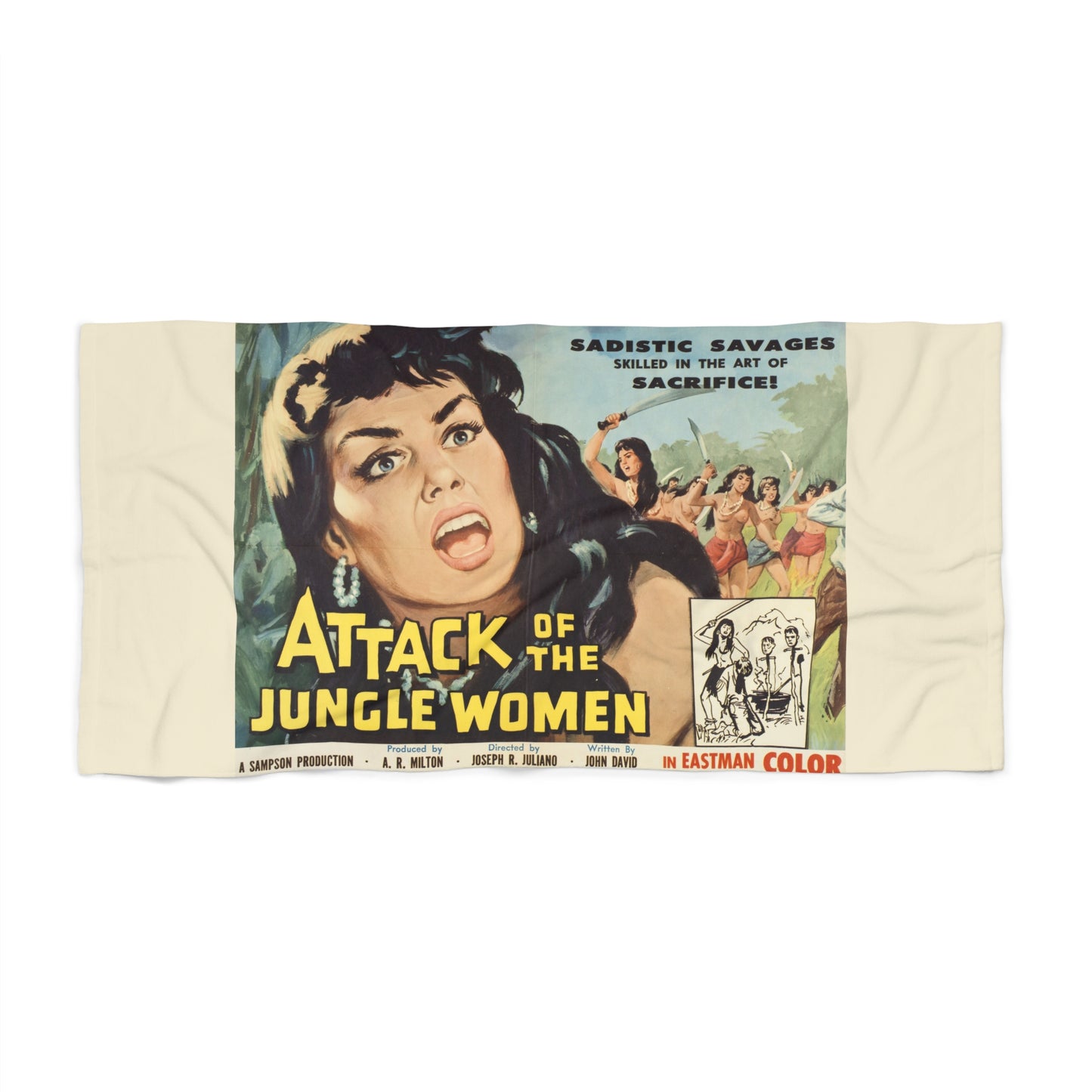 Attack of the Jungle Women Beach Towel | Retro Movie Poster Beach Towel