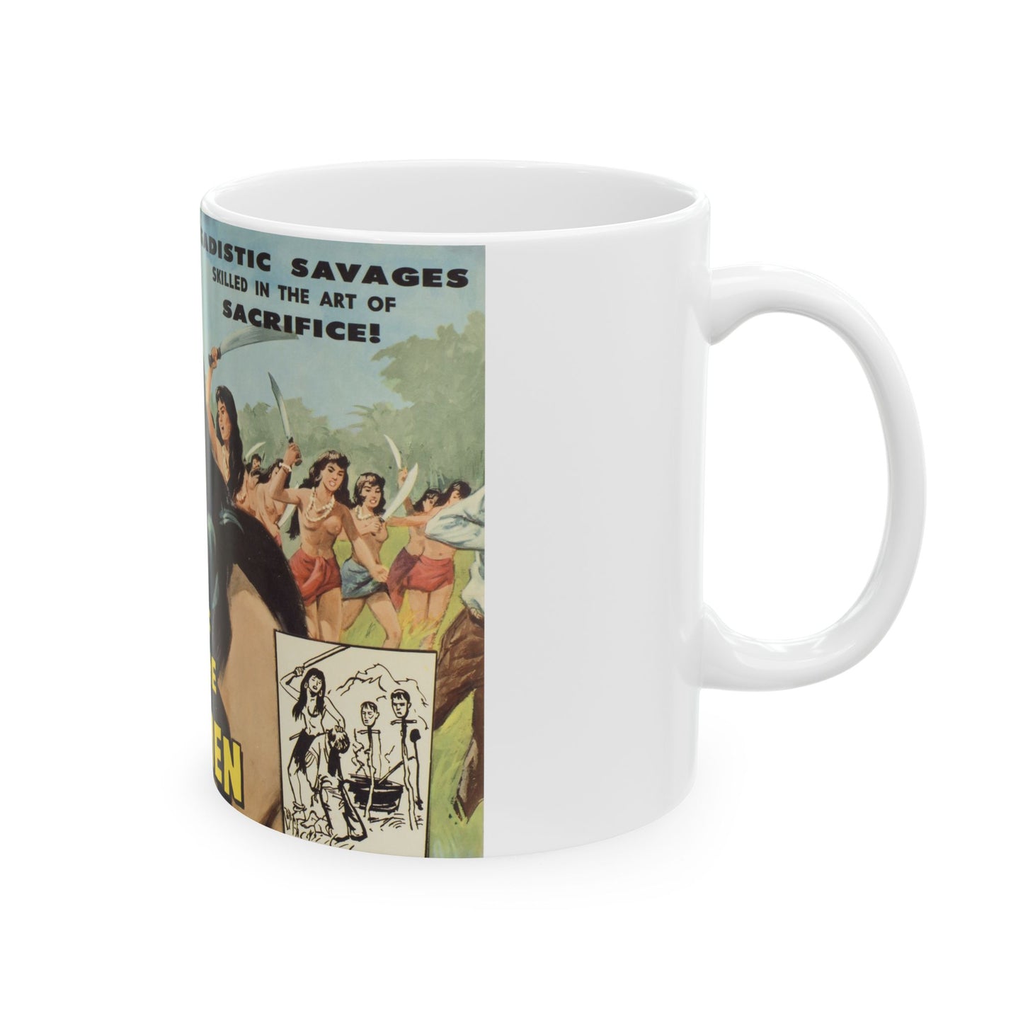 Attack of the Jungle Women Retro Movie Poster Ceramic Coffee Mug
