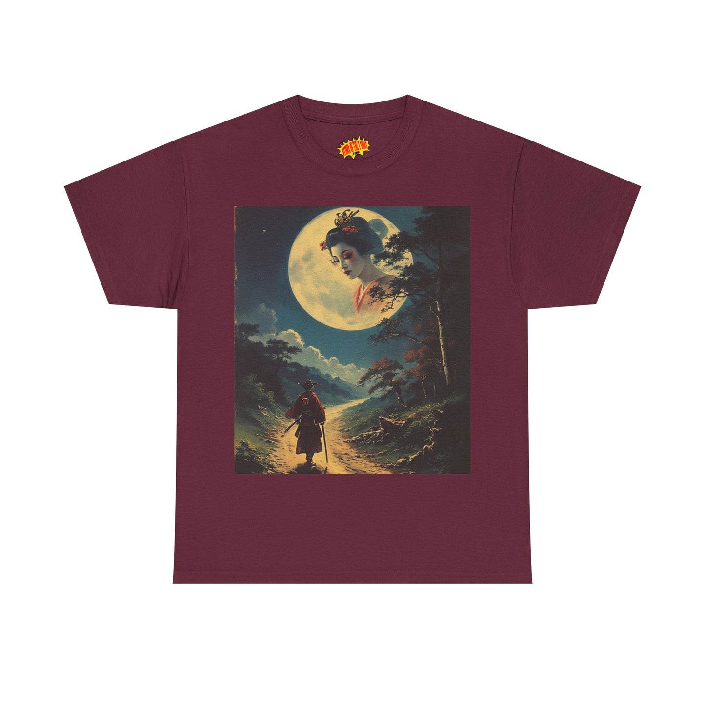 Travelling Samurai w/Full Moon Geisha T-Shirt *Multiple Colors*