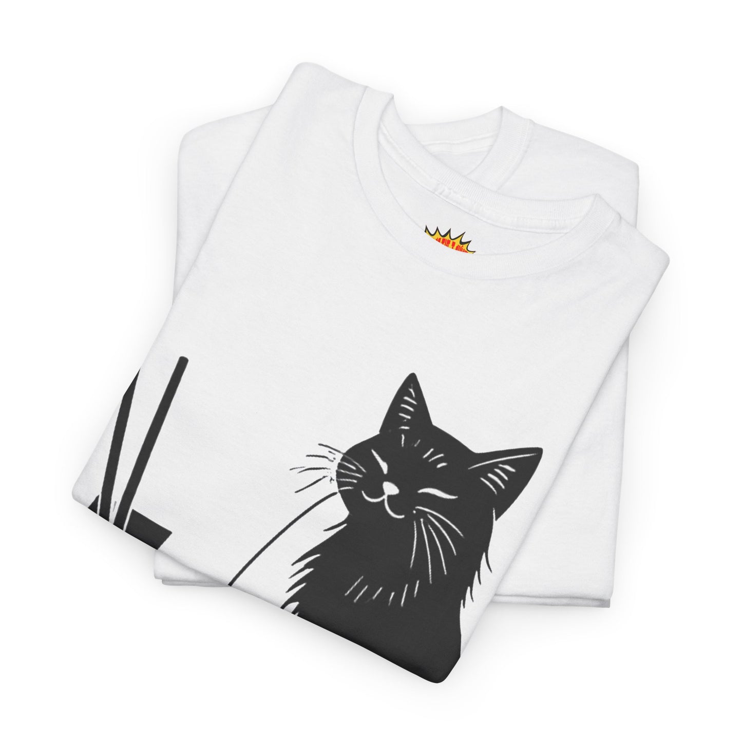 Black Cat w/Takeout Yarn Art Tee Shirt *Multiple Colors*