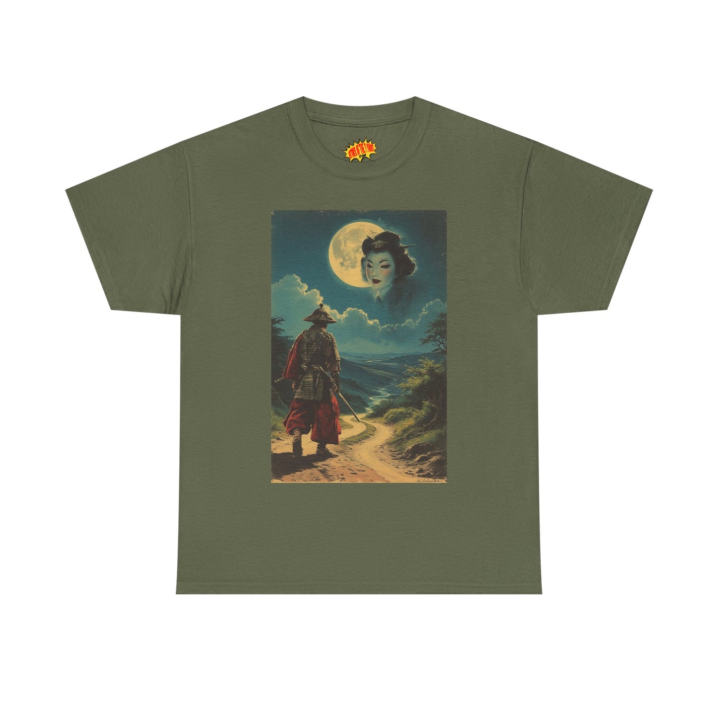 Samurai w/Full Moon Sky Geisha T-Shirt *Multiple Colors*