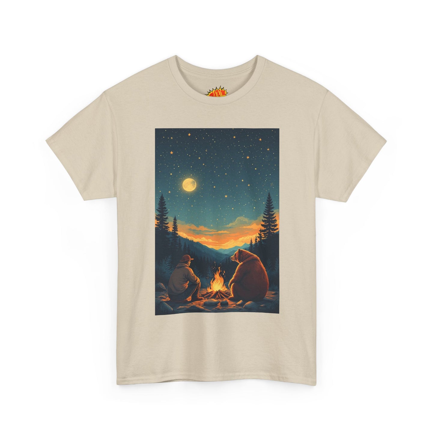 Mountain Man w/ Brown Bear Campfire Scene T-Shirt *Multiple Colors*