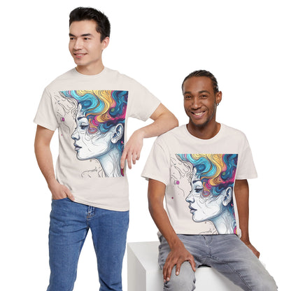 Face w/Color Hair Graphic Art Tee Shirt