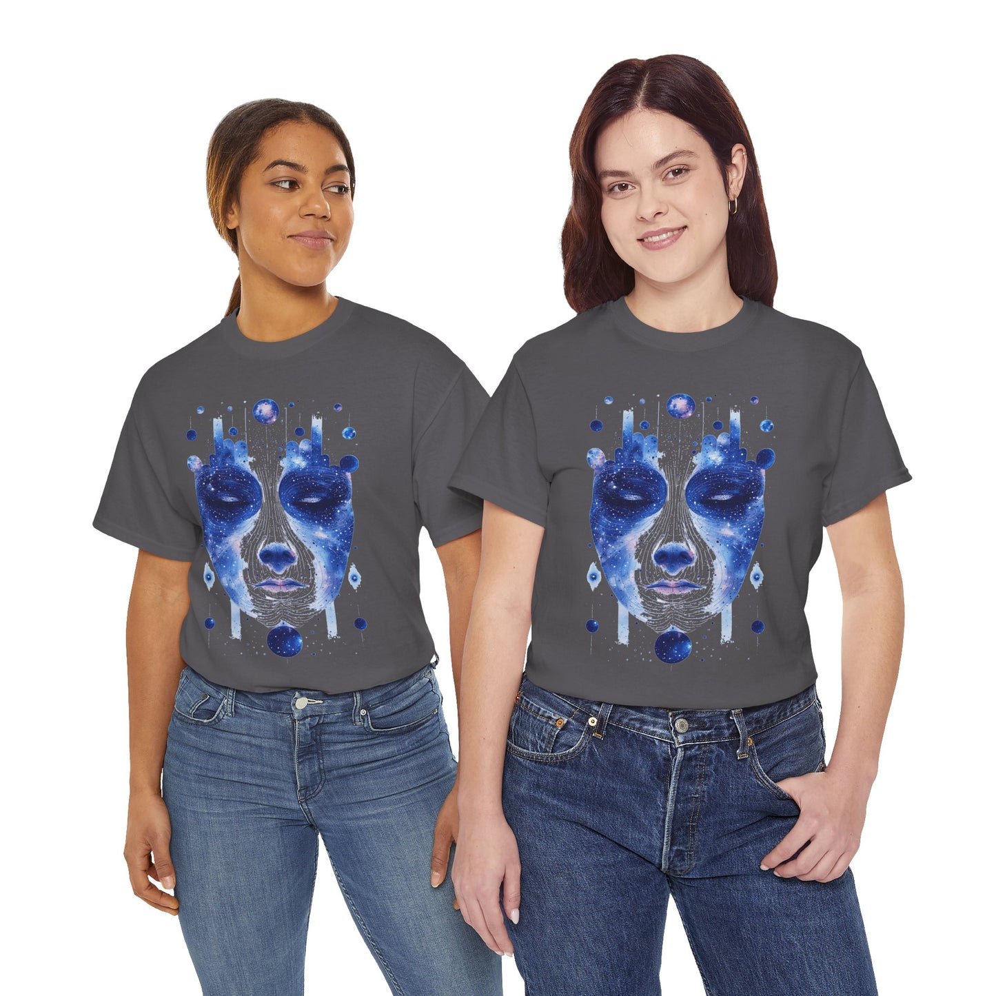 Cosmic Face Galaxy Graphic Space Art Tee Shirt *Multiple Colors*